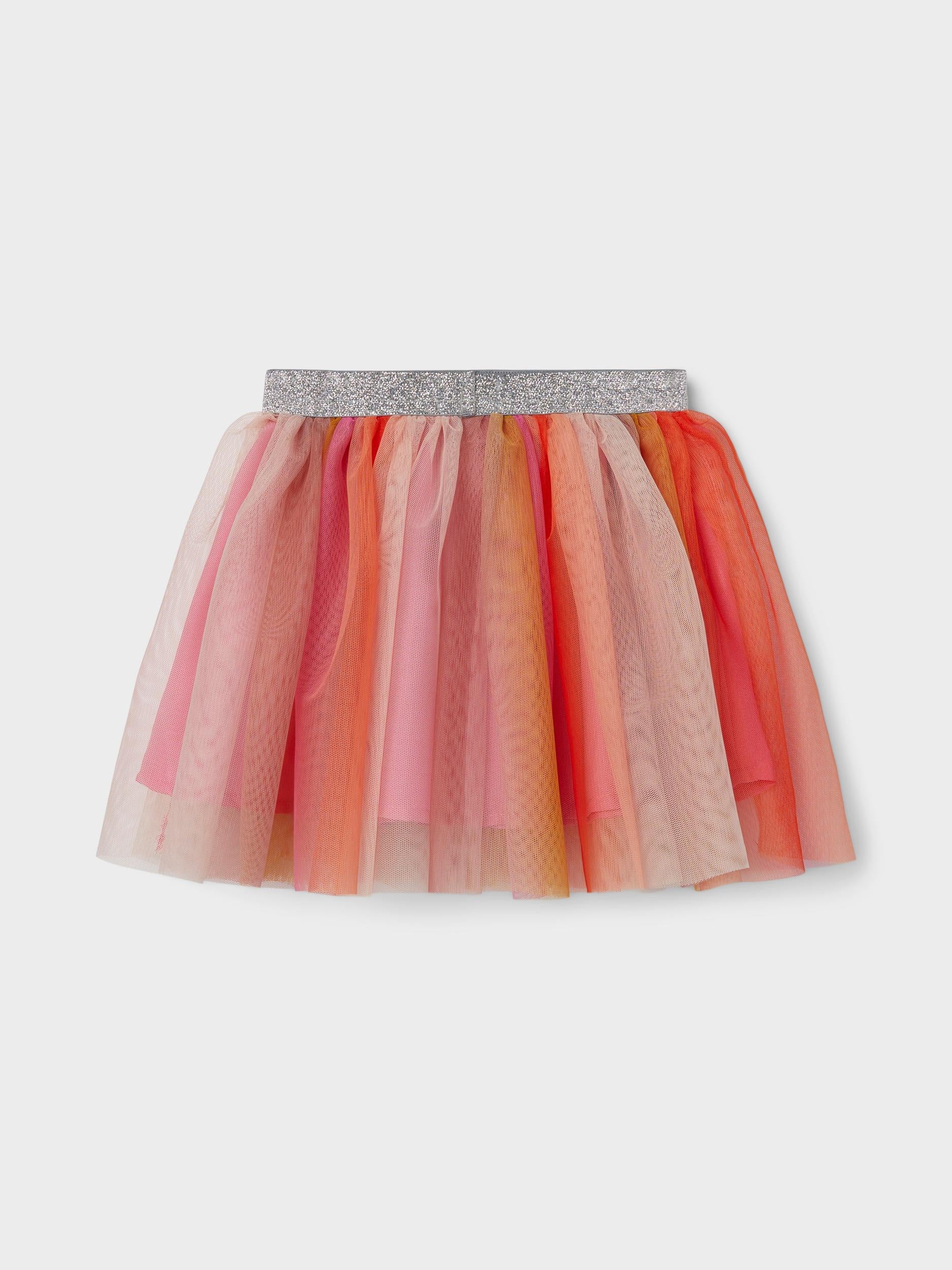 Girl's Nudella Tulle Skirt - Pink Cosmos-Back View