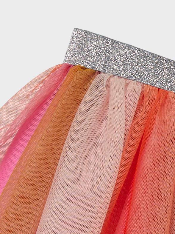 Girl's Nudella Tulle Skirt - Pink Cosmos-Close Up View