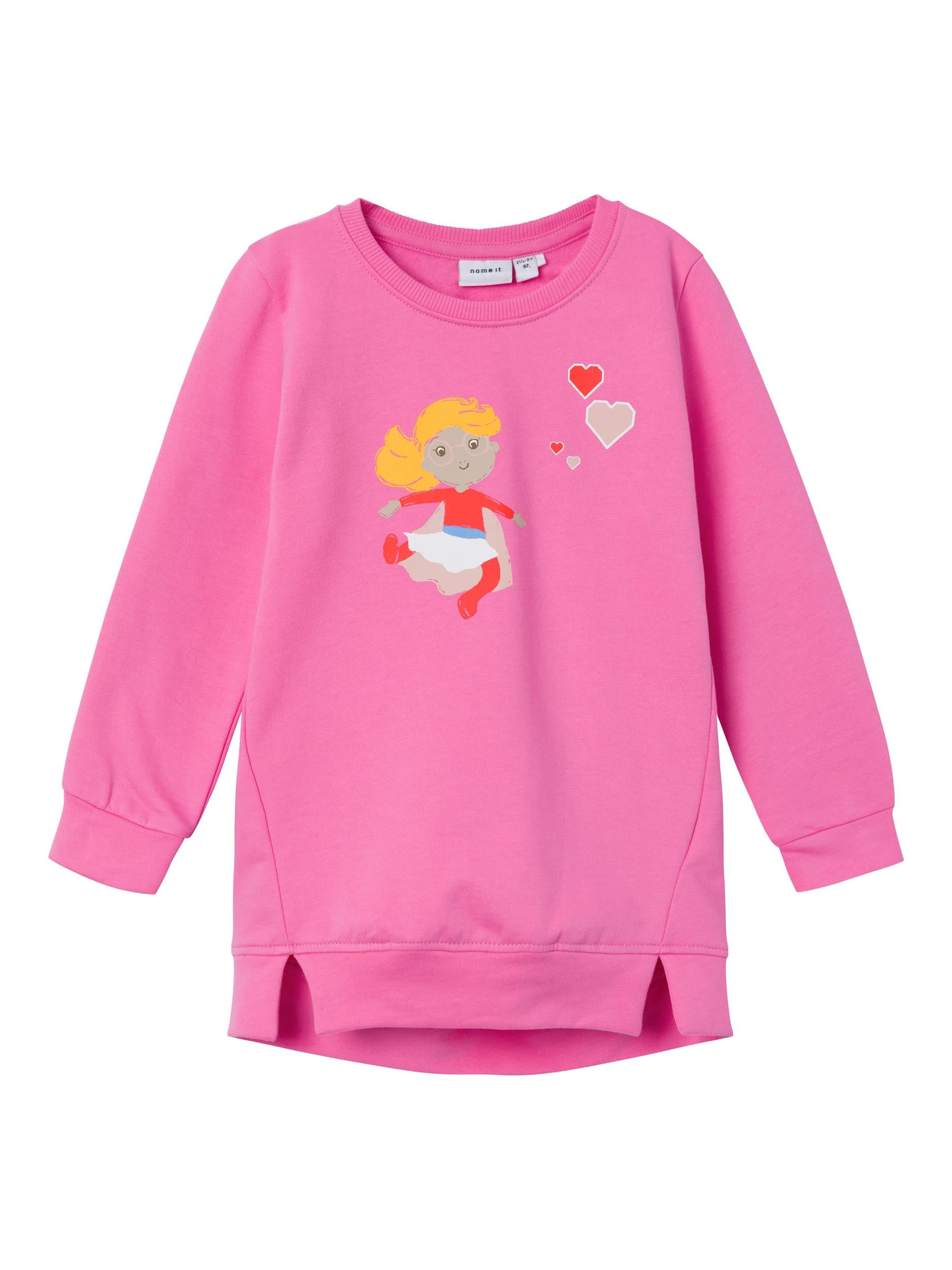 Girl's Liva Sweat Tunic-Pink Cosmos-Front View