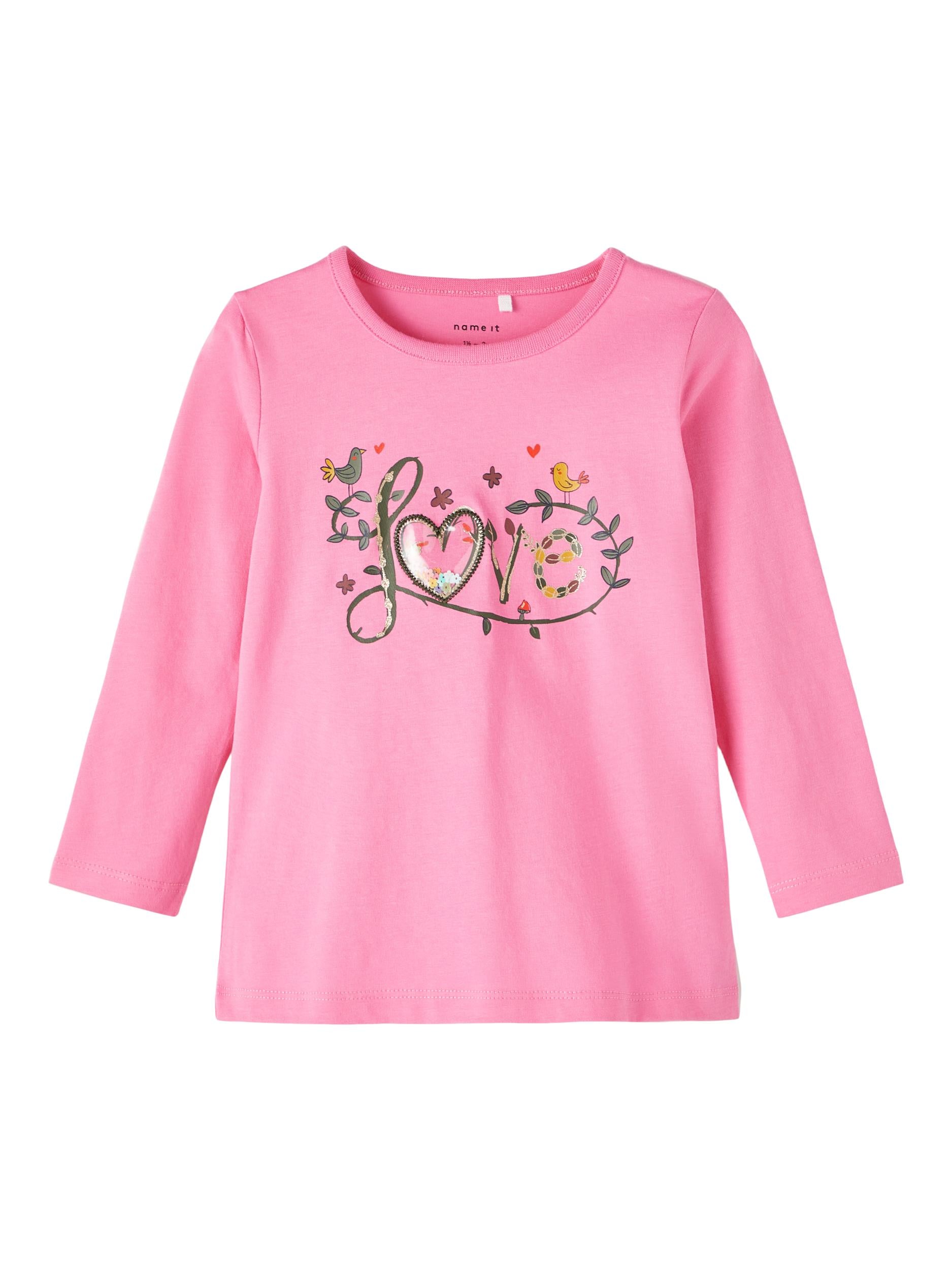 Girl's Olympia Long Sleeve Top-Pink Cosmos-Front View