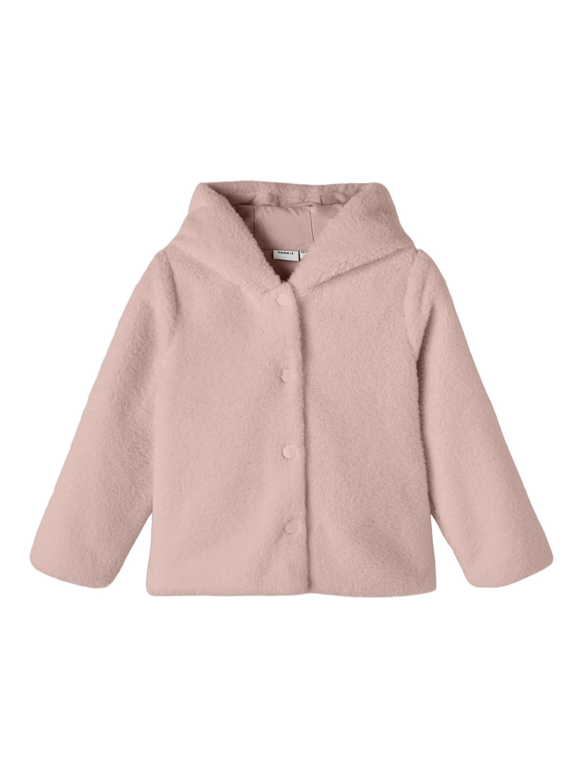 Girl's Olive Teddy Cardigan - Rose Smoke-Front View