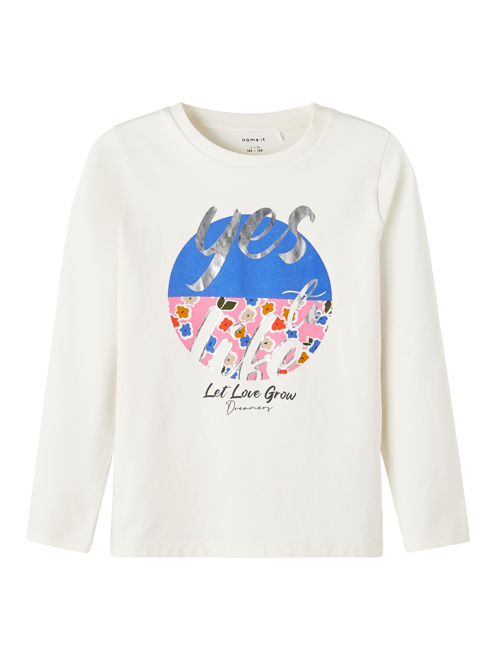 Girl's Nafamilie Long Sleeve Top-Jet Stream-Front View