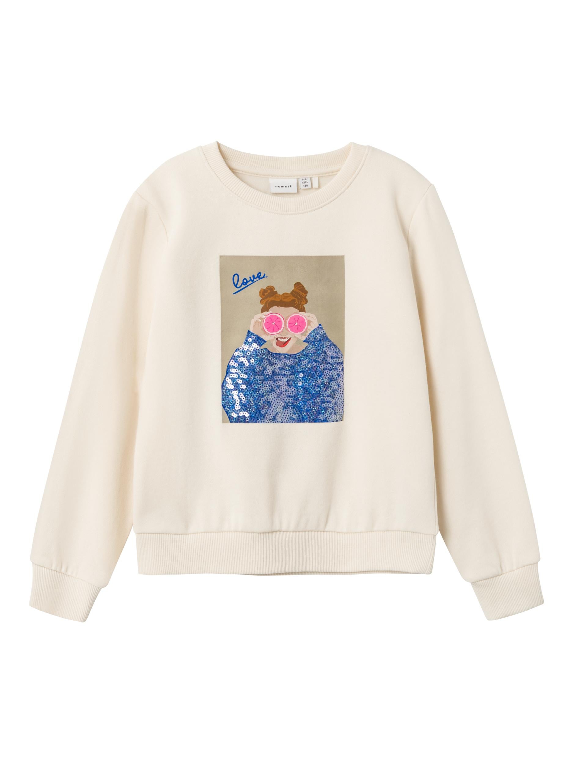 Girl's Nacute Long Sleeve Sweat - Jet Stream-Front View