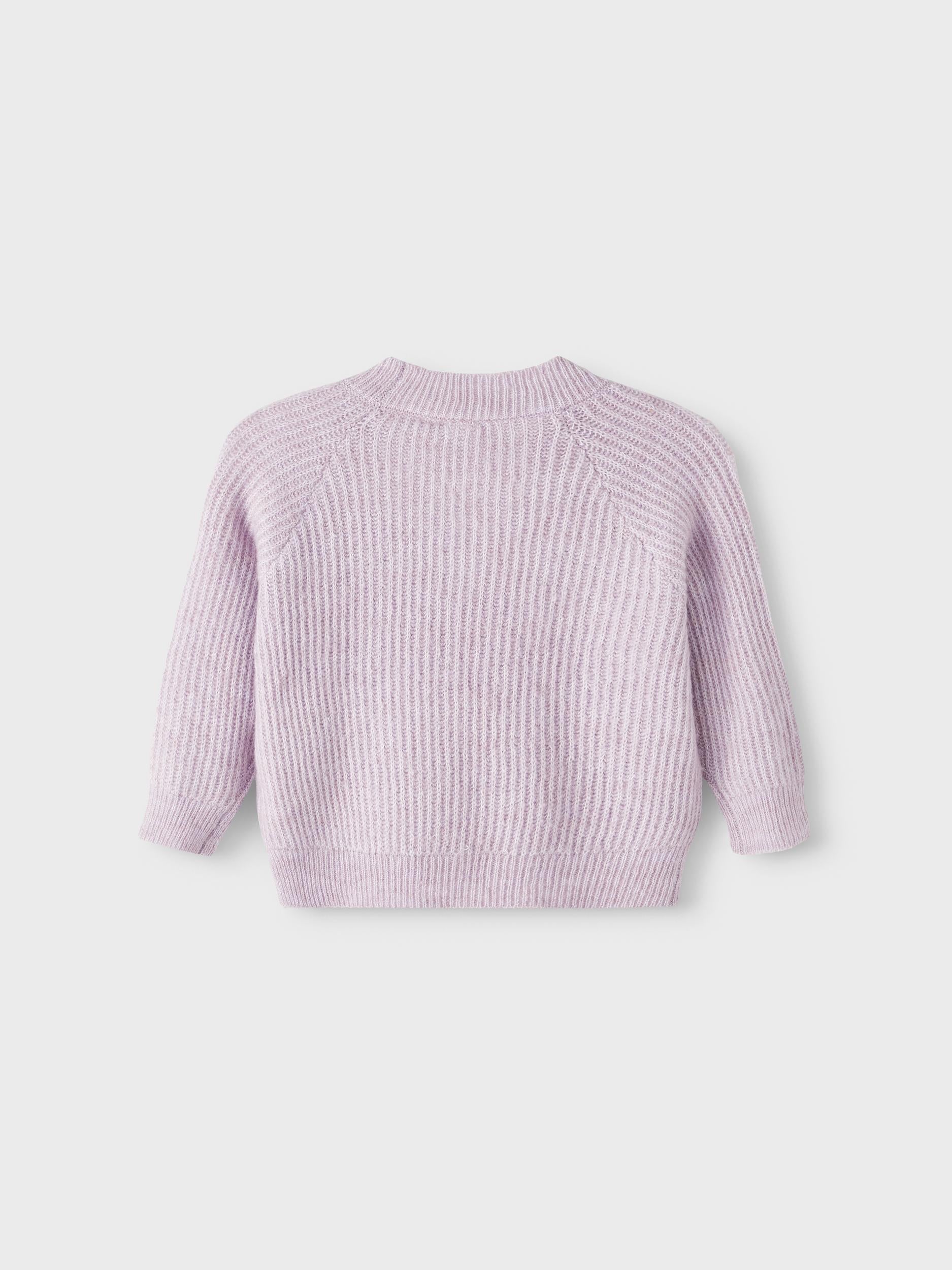 Ladies Retulle Long Sleeve Knit Cardigan-Lavender Mist-Back View