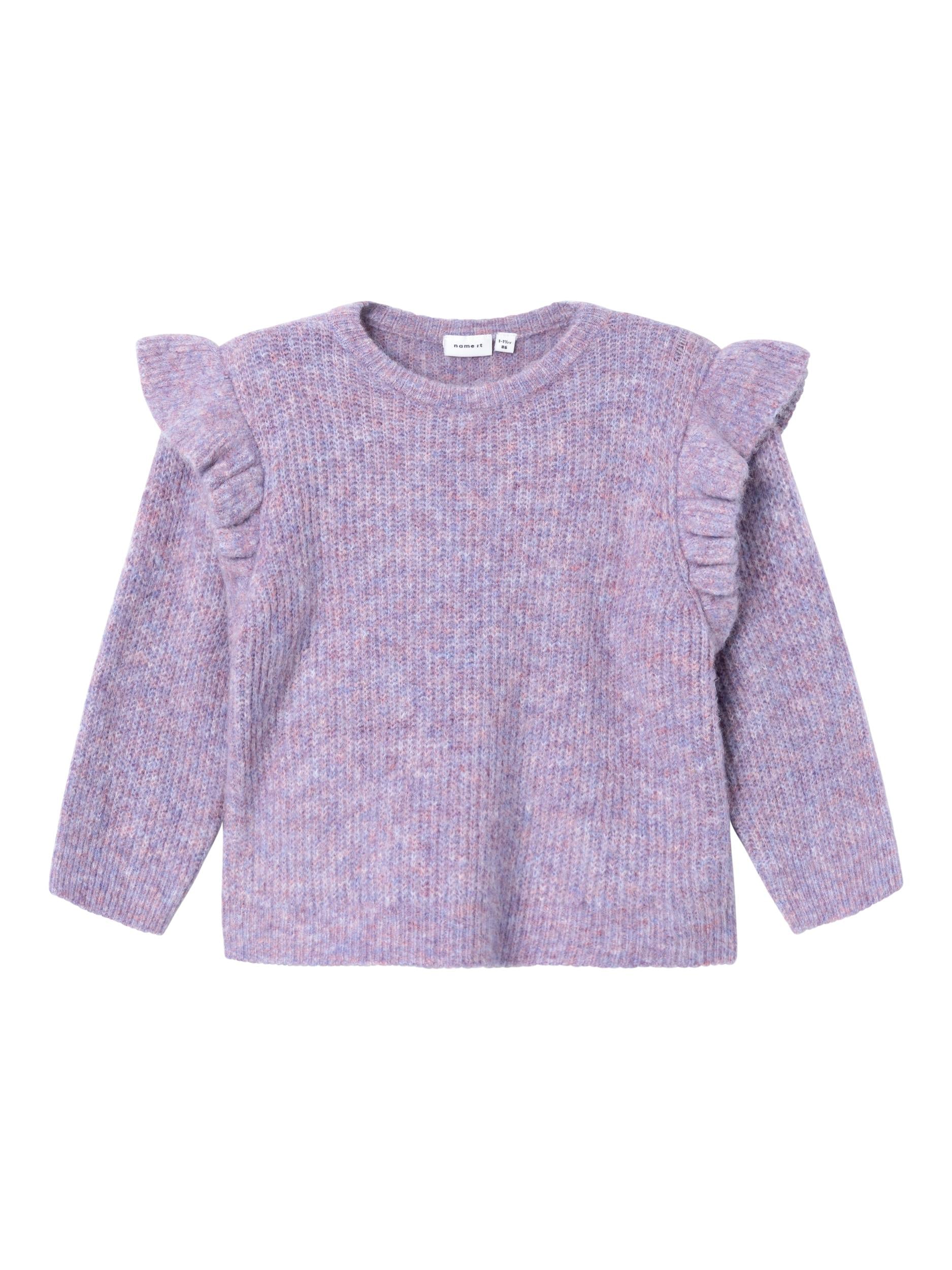 Girl's Sollar Long Sleeve Knit-Lavender Mist-Front View