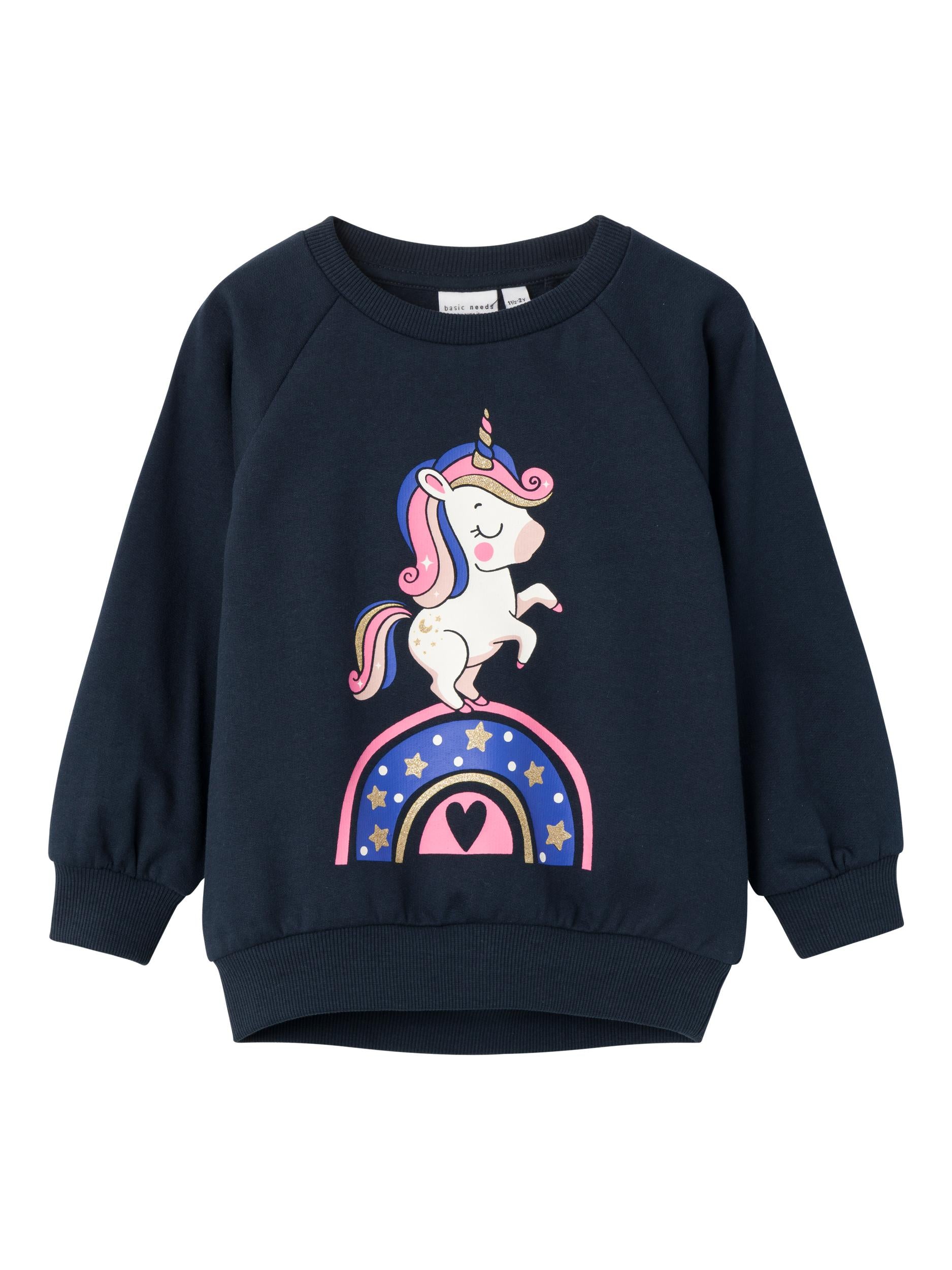 Girl's Venus Mini Girl Long Sleeve Sweat-Dark Sapphire-Ghost Front View