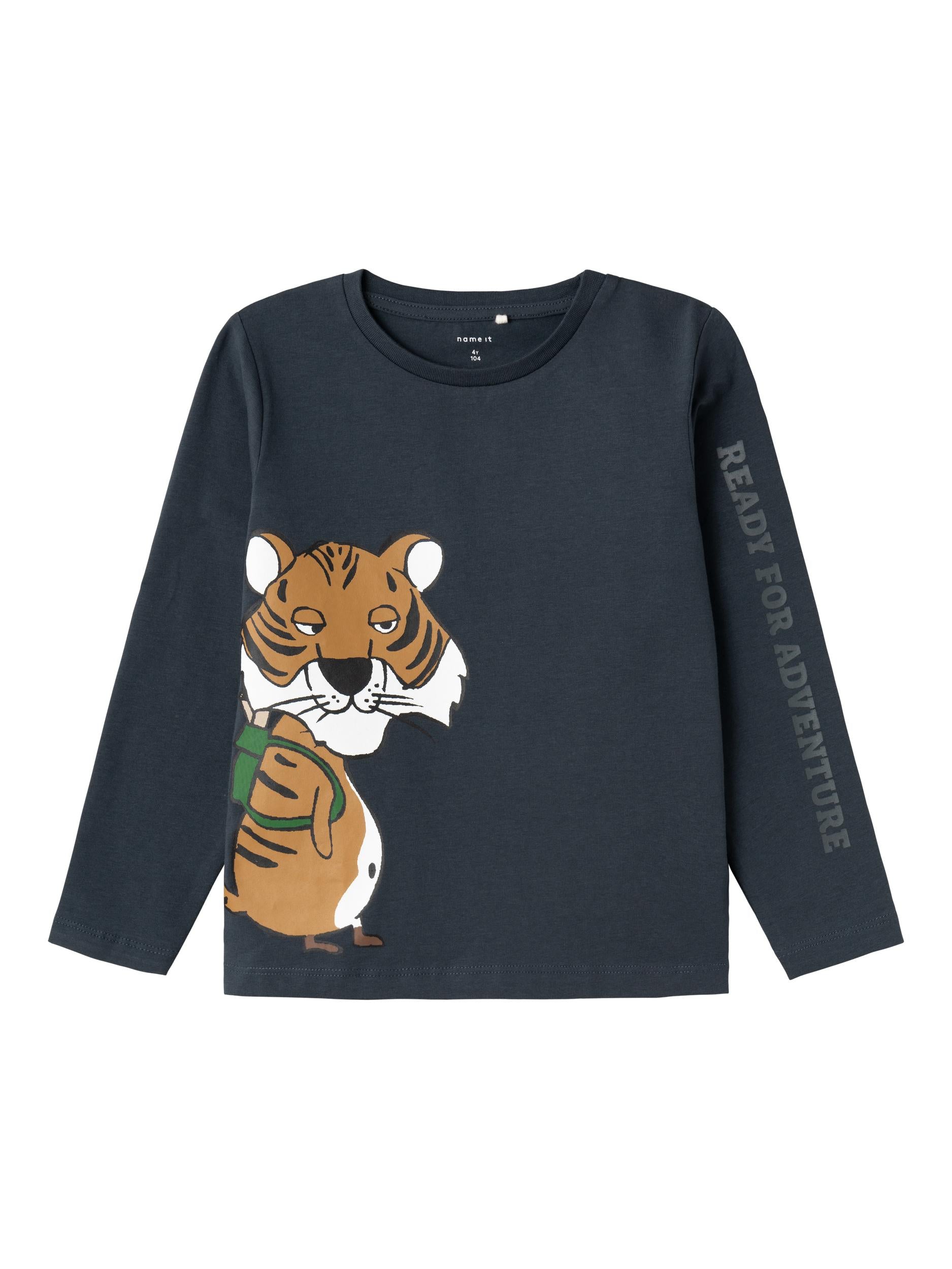 Boy's Stiger Long Sleeve Top-India Ink-Front View