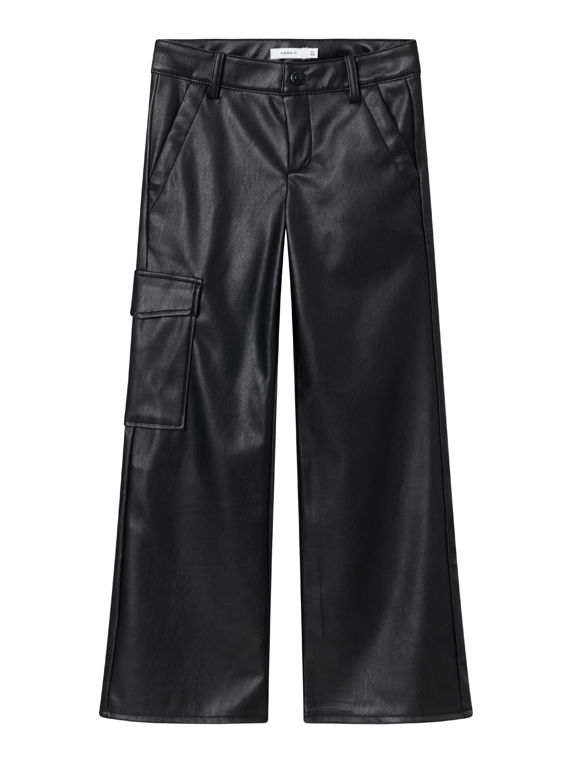 Girl's Salli Wide Cargo Trousers 9117-Black-Front View