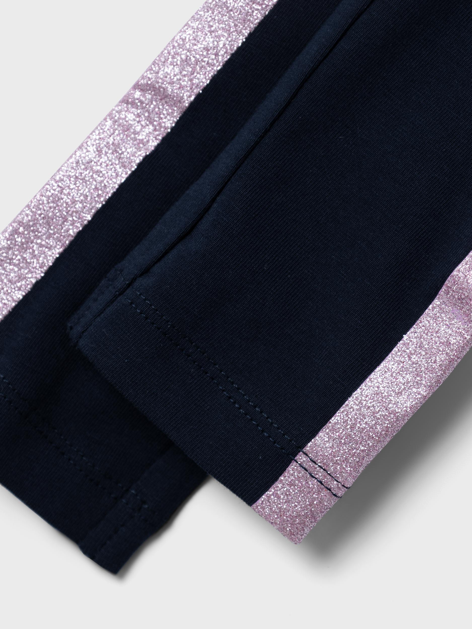 Girl's Vivian Glitter Legging-Dark Sapphire-Close Up View