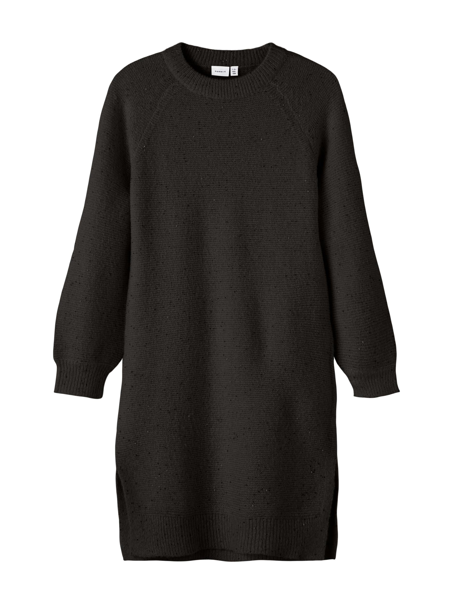 Girl's Simira Knit Dress-Black-Front View