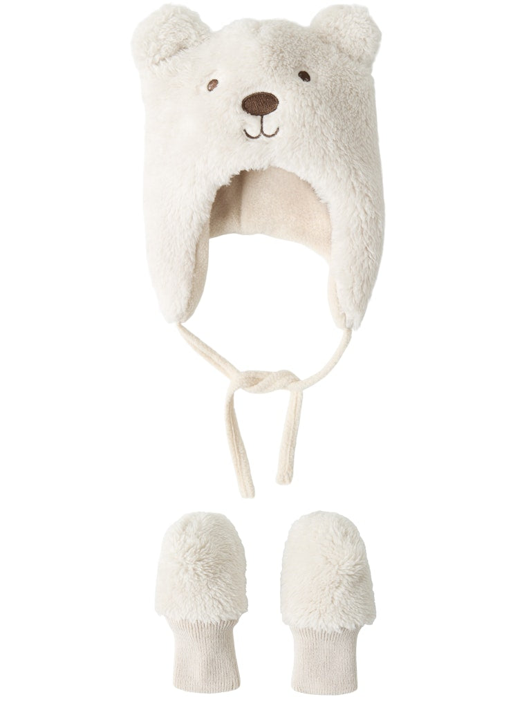 NAME IT Matuta Teddy Hat & Glove Set-Rainy Day Rainy Day front view