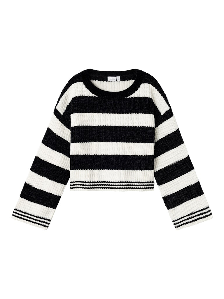 NAME IT Nolea Long Sleeve Short Knit BLACK front view