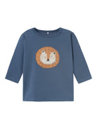 NAME IT Olan Long Sleeve Top-Bering Sea Bering Sea front view
