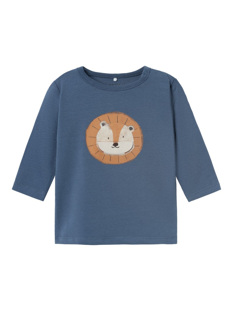 NAME IT Olan Long Sleeve Top-Bering Sea Bering Sea front view