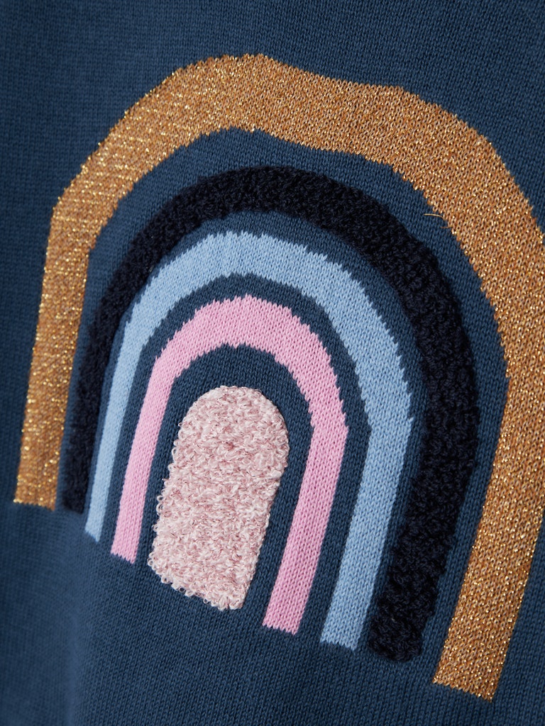 Kibow Long Sleeve Knit-Dark Denim-Embroidered detail view