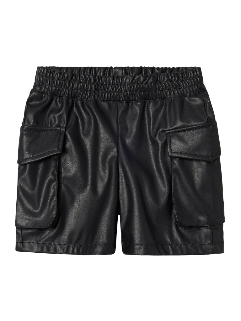 Girl's Sianina Cargo Shorts-Black-Front View