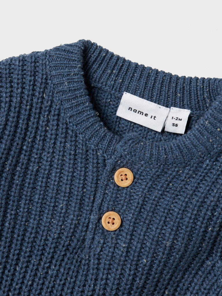 NAME IT Nesalle Newborn Long Sleeve Knit-Bering Sea Bering Sea model front view