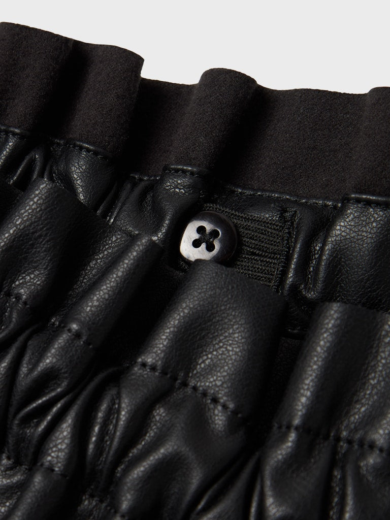 Girl's Sianina Pu Skirt-Black-Close Up View