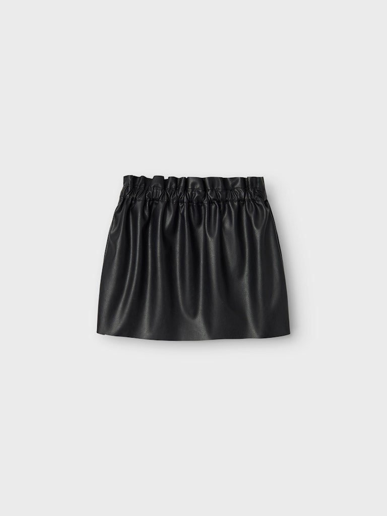 Girl's Sianina Pu Skirt-Black-Back View