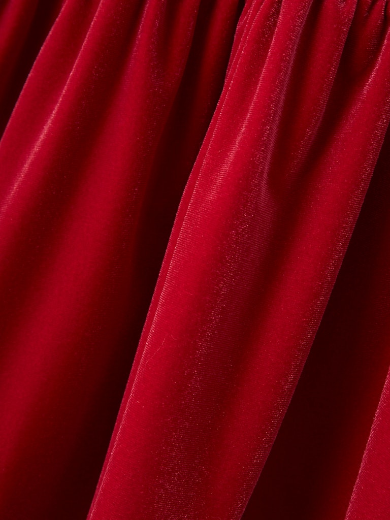 Rinna Velvet Jester Red Dress-Fabric view