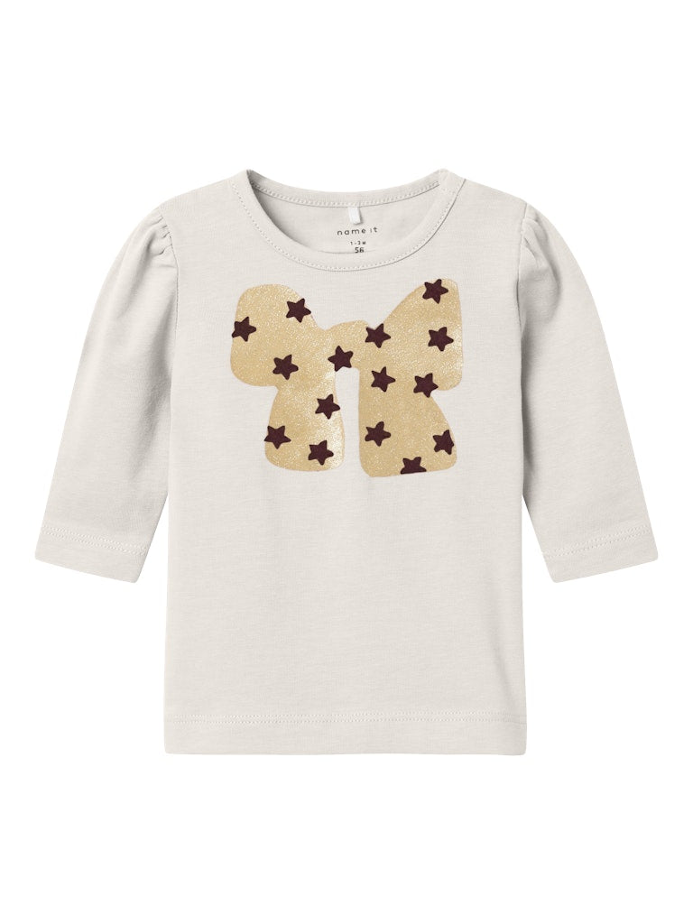 Girl's Ribbon Long Sleeve Top-Jet Stream-Front View