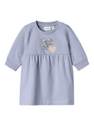 NAME IT Sinda Long Sleeve Sweat Dress-Icelandic Blue Icelandic Blue front view