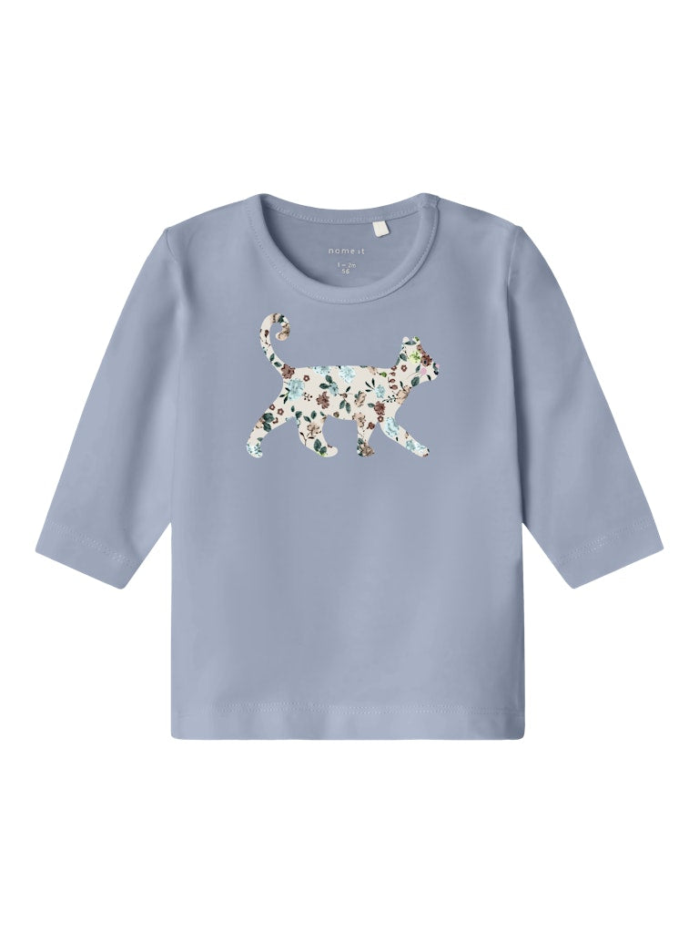 NAME IT Sinnai Long Sleeve Top-Icelandic Blue Icelandic Blue front view