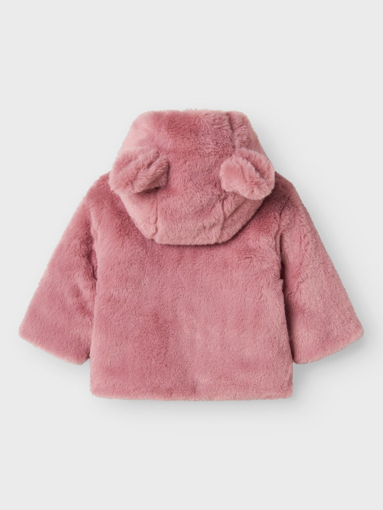 Newborn Girl's Mila Jacket Hood-Lilas-Back View