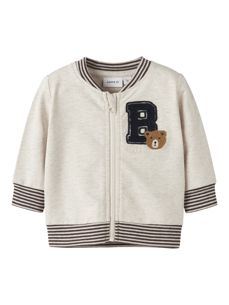 NAME IT Kiddy Long Sleeve Sweat Cardigan Peyote Melange front view