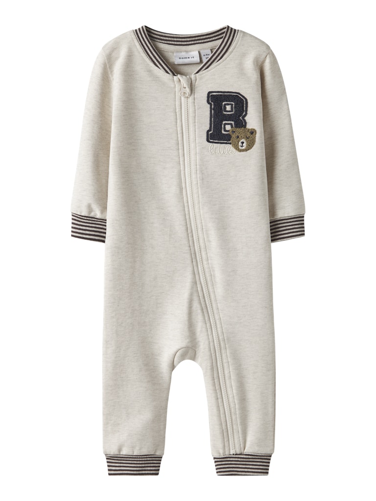 Newbor Boy's Kiddy Long Sleeve Sweat Suit-Peyote Melange-Front View