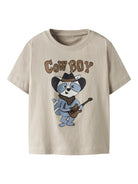 NAME IT Kai Short Sleeve Top Dusty Blue model front view