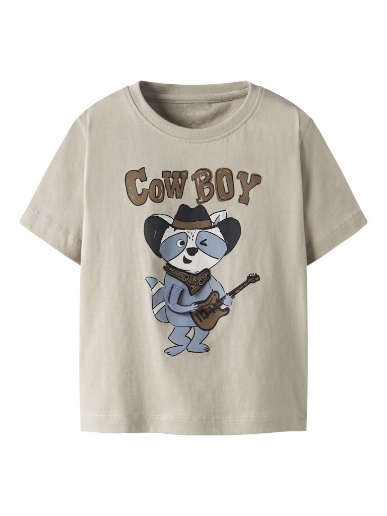 NAME IT Kai Short Sleeve Top Dusty Blue model front view