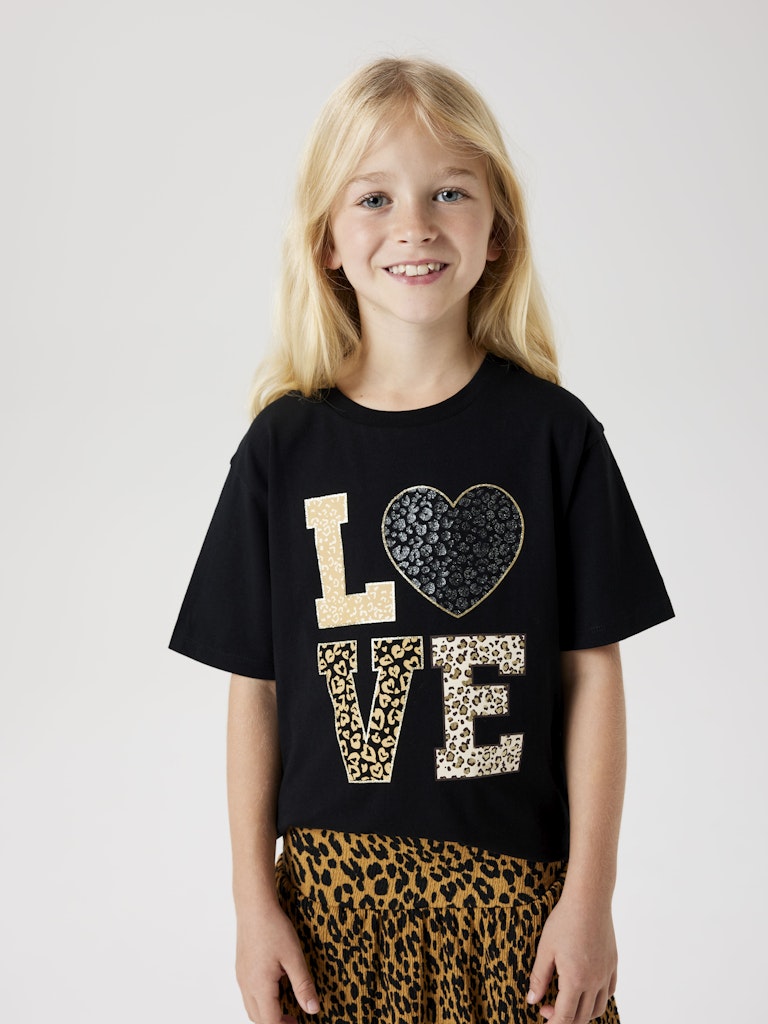 Girl's Rikoline Short Sleeve Top - Black-Front View