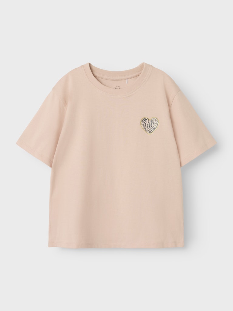 Girl's Rikoline Short Sleeve Top - Cameo Rose-Ghost Front View