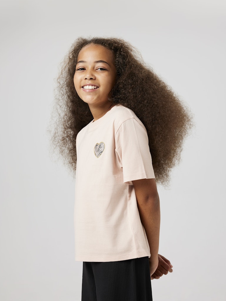 Girl's Rikoline Short Sleeve Top - Cameo Rose-Model Front View