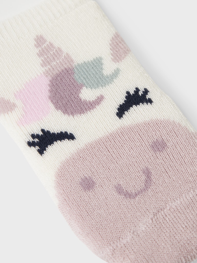 Nunicorn Terry Frotte Sock-Cloud Dancer-Print Detail