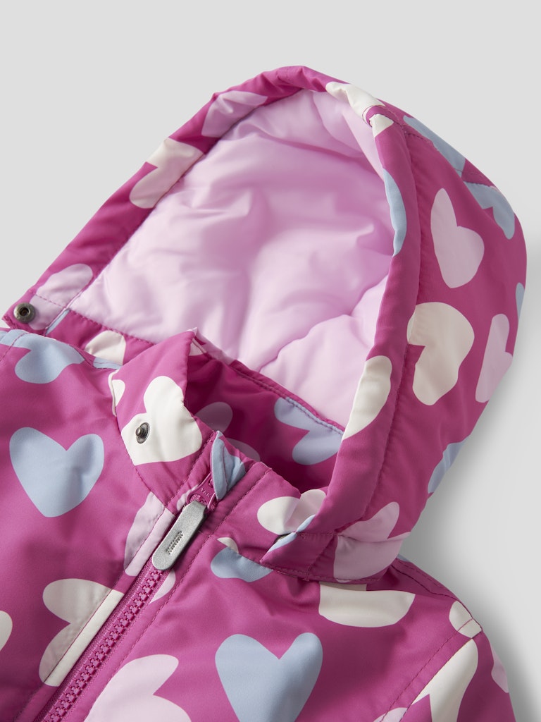 Girl's Maxi Jacket-Ibis Rose-Hood View