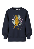 NAME IT Valona Long Sleeve Relax Sweat Navy Blazer model front view