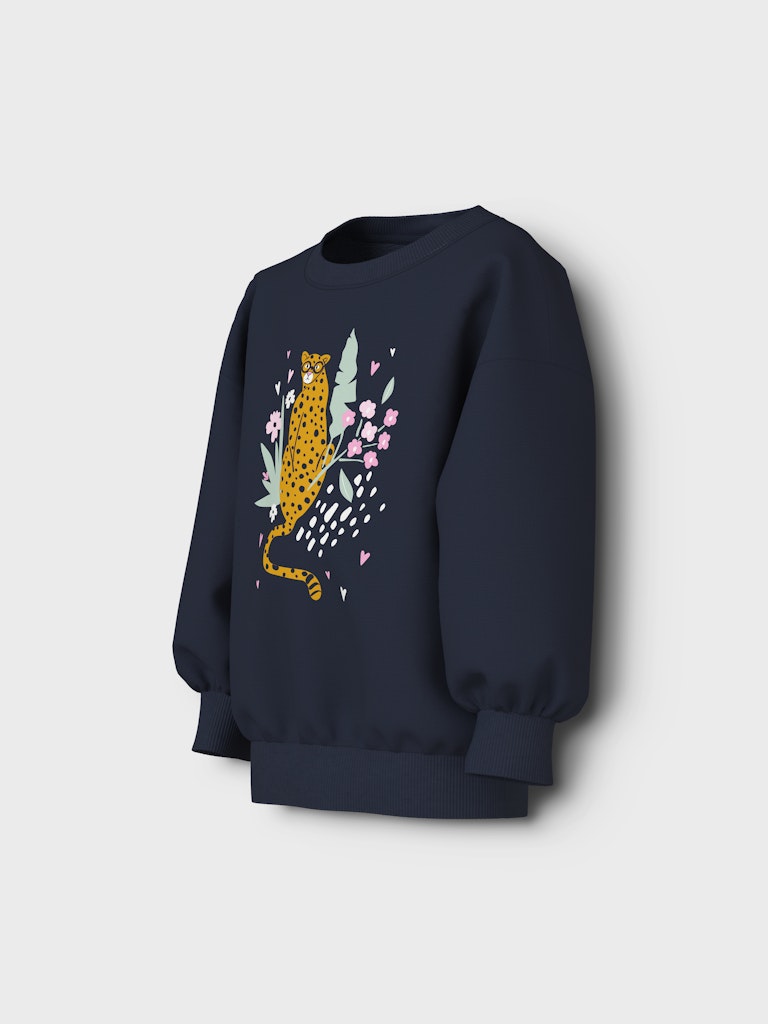 NAME IT Valona Long Sleeve Relax Sweat Navy Blazer flat front view