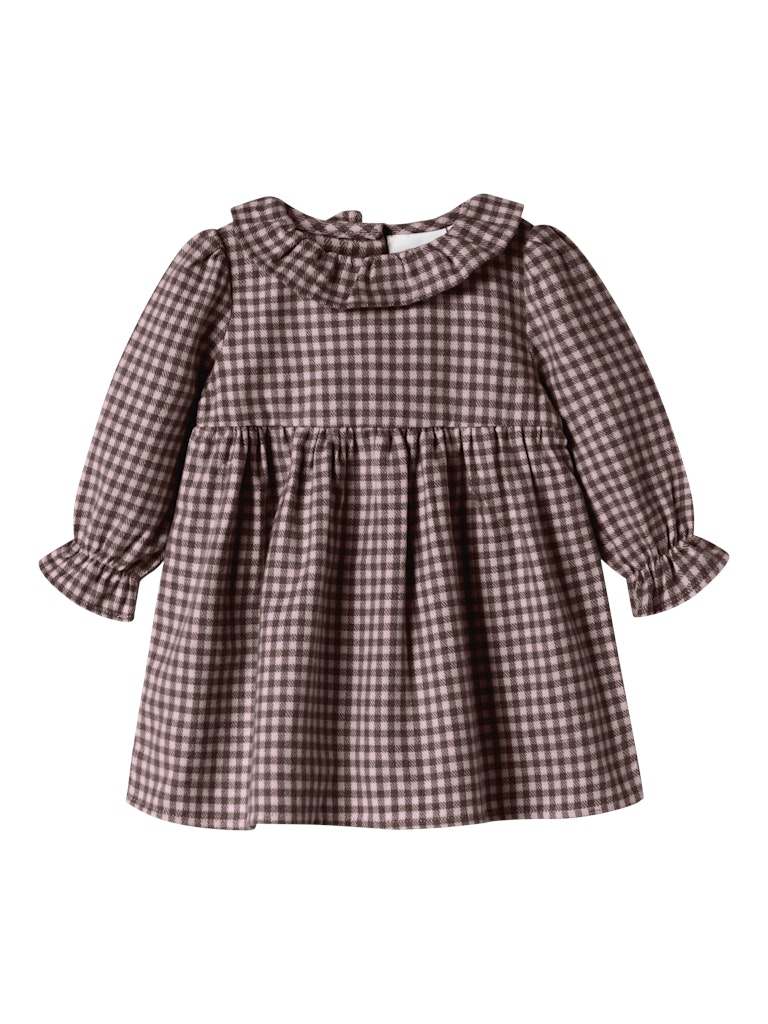 NAME IT Oninka Long Sleeve Dress-Seal Brown Seal Brown front view