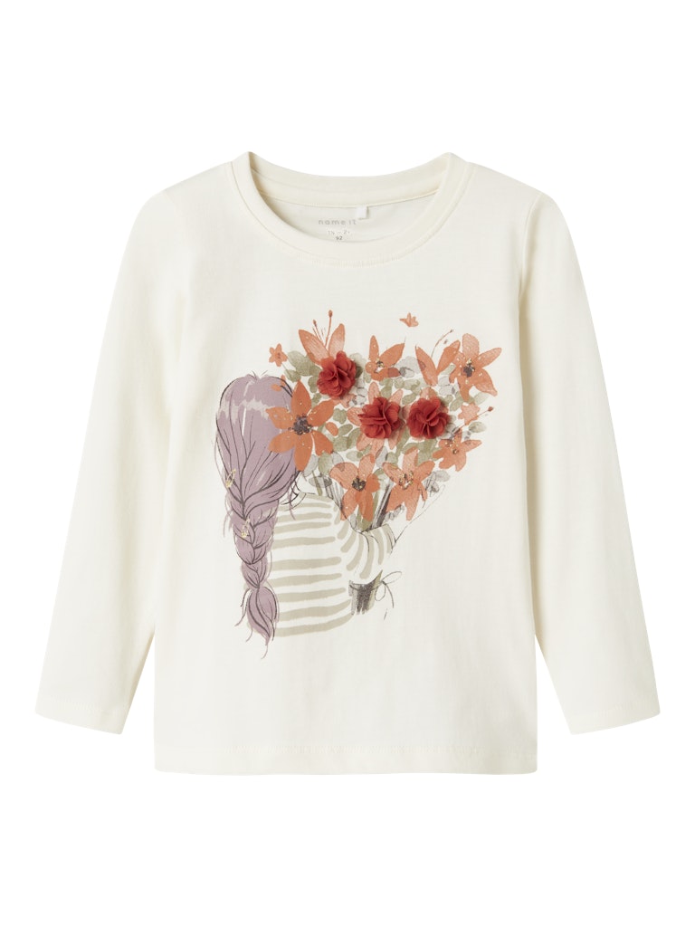 NAME IT Otrea Long Sleeve Top-Cloud Dancer CLOUD DANCER front view