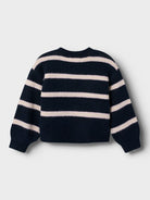 NAME IT Olenska Long Sleeve Knit Box-Navy Blazer Navy Blazer model front view