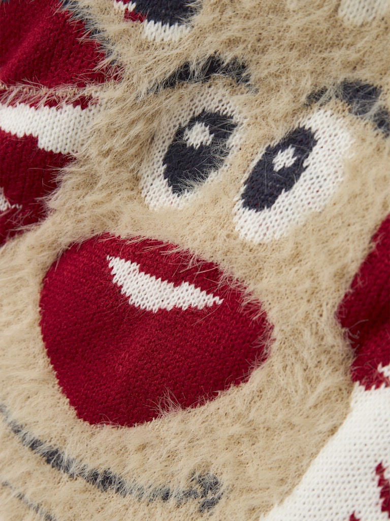 Rebo Long Sleeve Knit-Jester Red-Print Detail