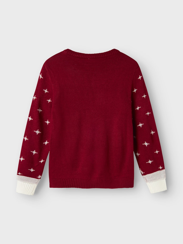 NAME IT Rebo Long Sleeve Knit-Jester Red Jester Red model front view