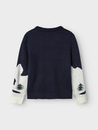 NAME IT Rebo Long Sleeve Knit-Navy Blazer Navy Blazer model front view