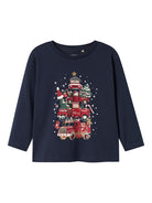 NAME IT Rejulli Long Sleeve Top-Navy Blazer Navy Blazer front view
