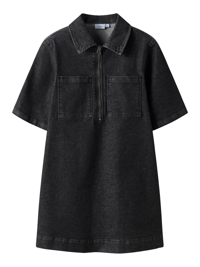 Blake Loose Denim Dress-Dark Grey Denim-Front View
