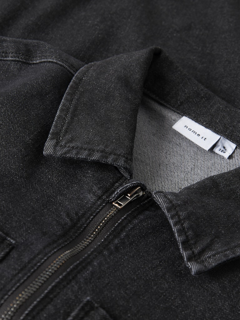 Blake Loose Denim Dress-Dark Grey Denim-Zip Detail