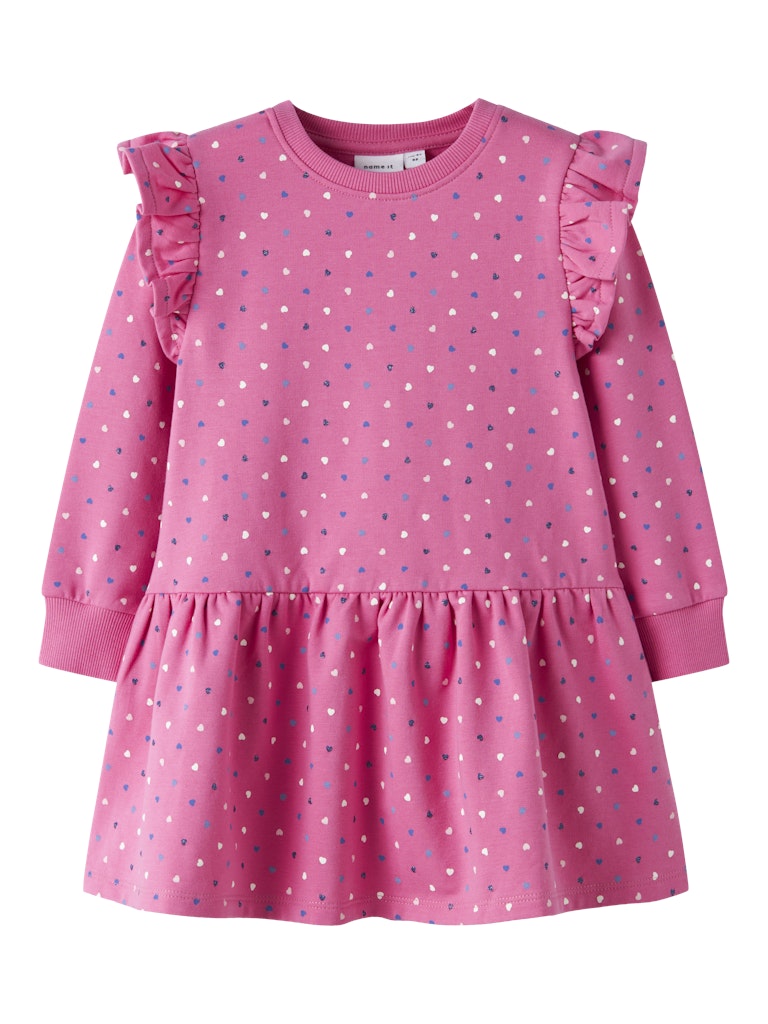 Oeana Long Sleeve Sweat Dress Pink-Front View