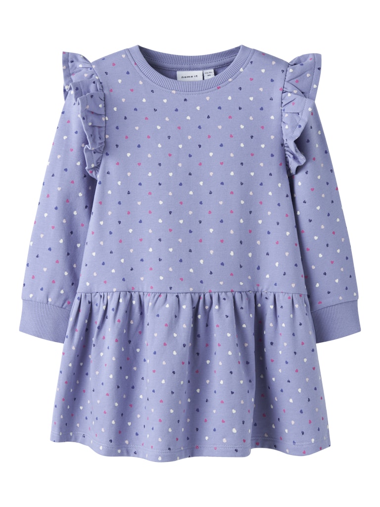 Oeana Long Sleeve Sweat Dress Purple-Front View